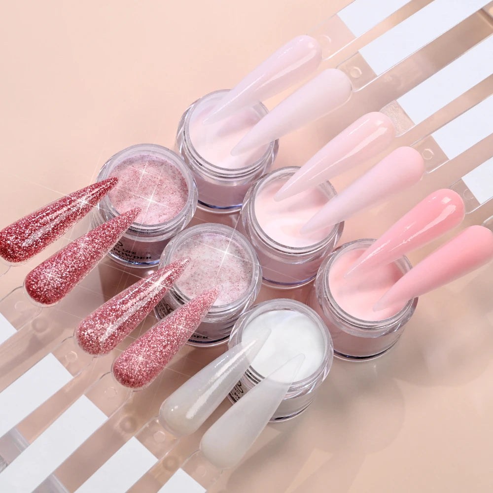 6Pcs/Set Burgundy Mocha Brown Nail Acrylic Powder Autumn&Winter Colors Nails Polymer for Nail Art Extension/Carving/Dipping Dust