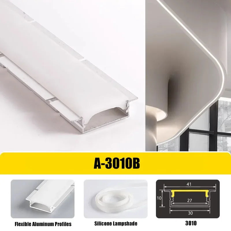 0.5/1M Bendable Led Aluminum Profile 20/30/40Mm Wide Flexible Led Channel Diffuser Curved Line Light Bar Aisle Ceiling Lighting