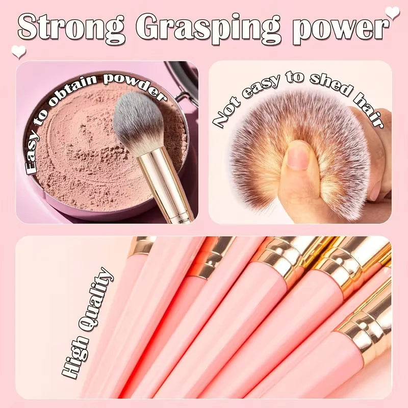 20 Pink Makeup Brushes Set For Blush Foundation Eyeshadow And Concealer Brush Makeup Tools