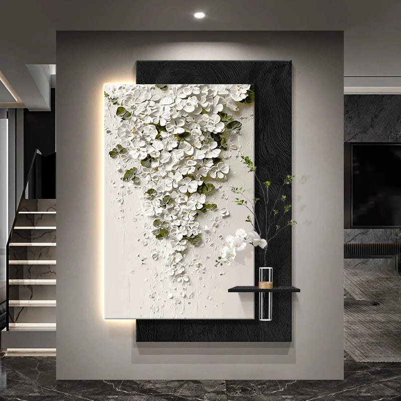 Led Light Hydroponic Green Plants Entrance Door Decoration High-end Feeling Corridor Hanging Flower Wall Lamp Painting