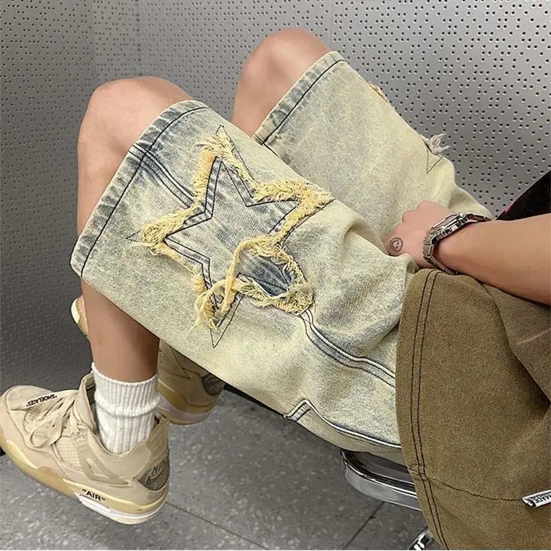 Denim Shorts Men's Summer Thin Wash Retro Yellow Mud Pants American High Street Casual Five-point Pants