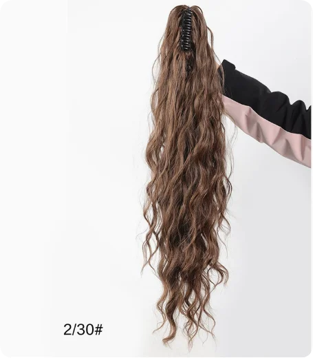 Black White Ombre Claw Clip Ponytail Hair Extensions Wavy Synthetic High Ponytail Hairpiece For Women