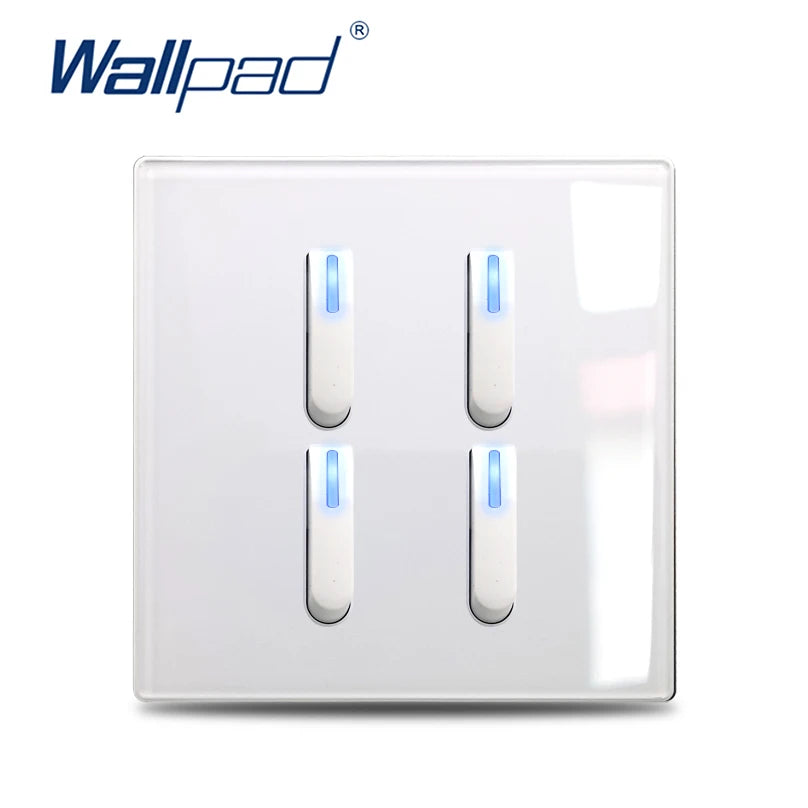 Wall Switch Light Switch 1 2 3 4 Gang Piano Button 1 Way 2 Way White Black Gray Gold Tempered Glass Panel L6