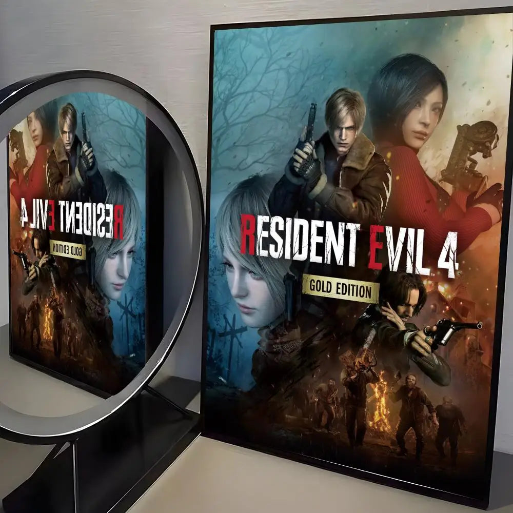 R-Resident Evil Game Poster Home Living Bed Room Bar Hallway Sticky Wall Art Printing Aesthetic Decor