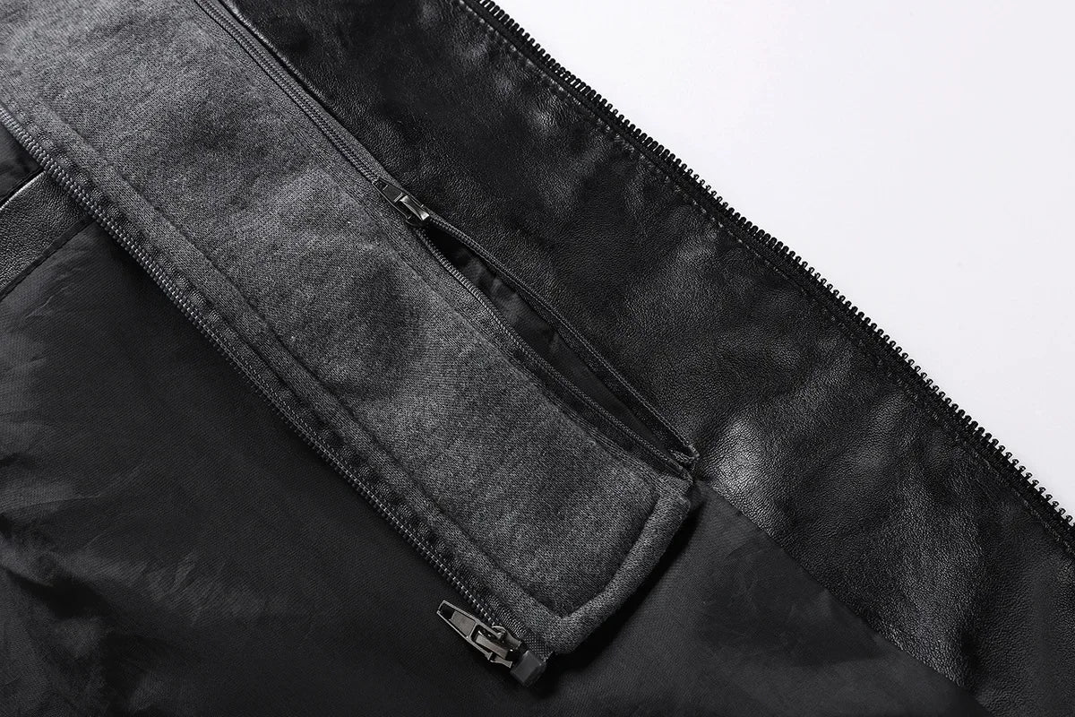 Men Detachable Hood Motorcycle Leather Jackets Quality Male Streetwear Casual PU Leather Coats Two in One Jacket