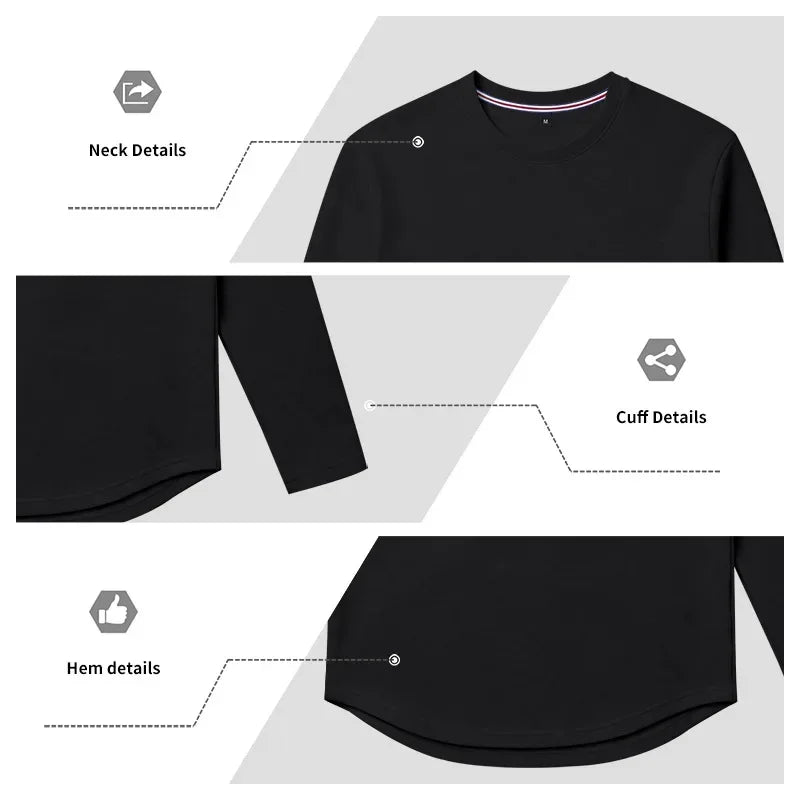Autumn and Winter Men's Thin Casual Crew Neck Pullover Loose Versatile Breathable Commuter Long Sleeve Bottom T-Shirt