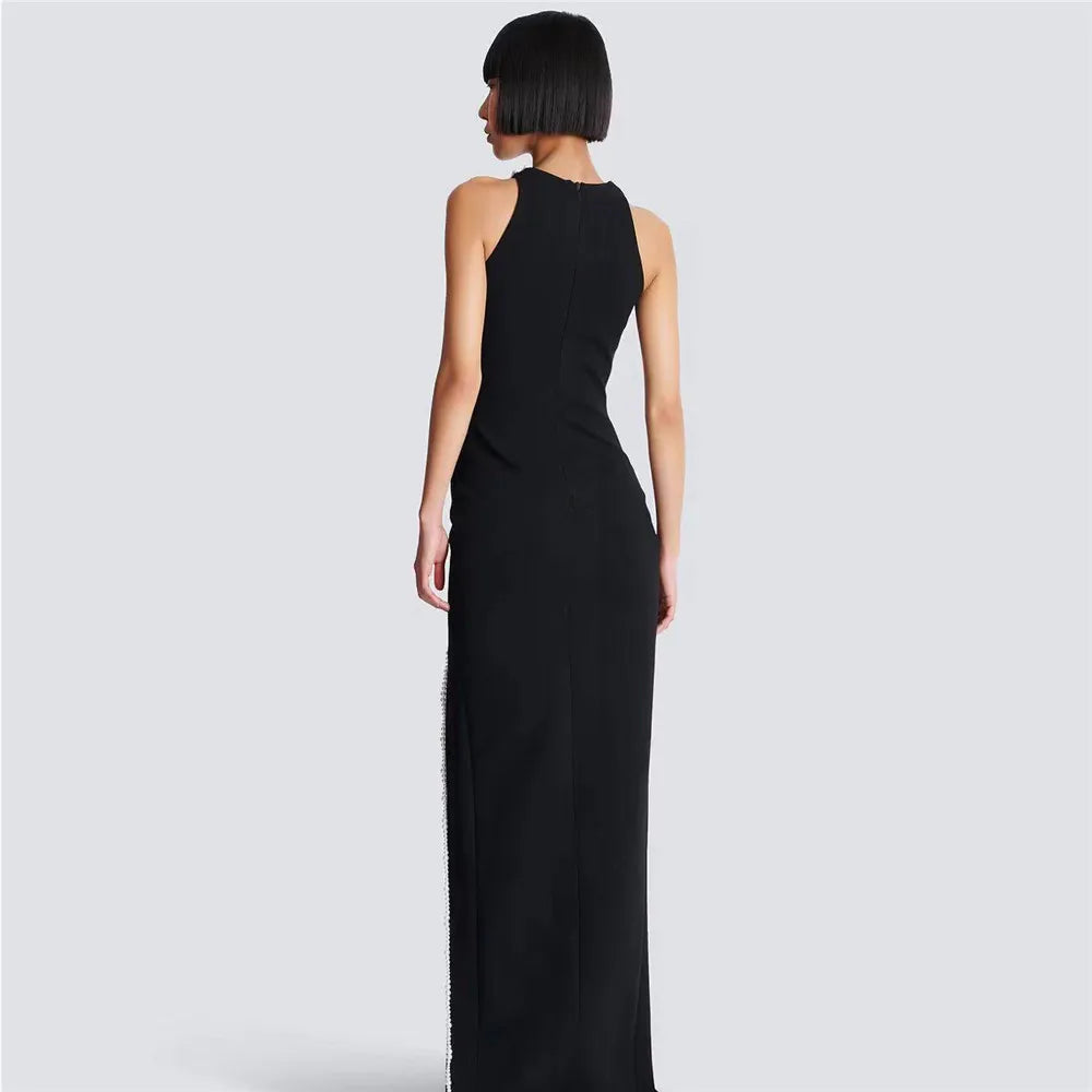 Women Fashion Pearl Bandage Dress Sexy Beading Sleeveless Clothes Celebrity Party Elegant Dresses