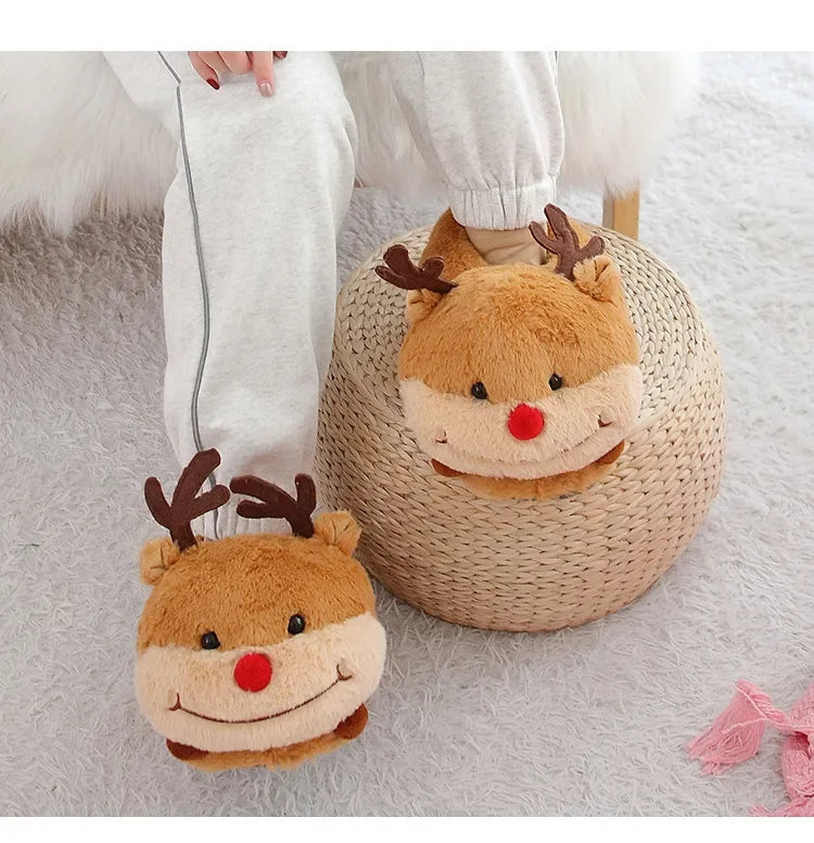 Cartoon Couples Home Slippers Men Women Winter Indoor Warmth Piglet Cotton Shoes Plush Floor Anti Slip Slippers Soft Bottom2024