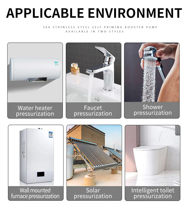 110V/220V New Automatic Booster Pump Tap Water Pipeline Booster Water Heater Shower Shower Bath Water Pressure Pressurized Mute