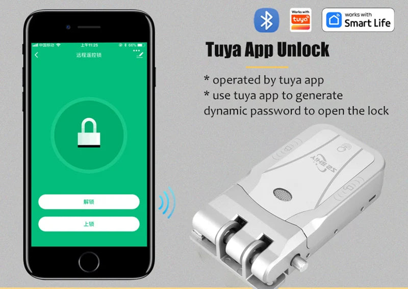 YiHESZ Fingerprint Password Door Lock 433Mhz Remote Control Smart Lock Dual Motor Backup Battery System Deadbolt Lock Wafu 026