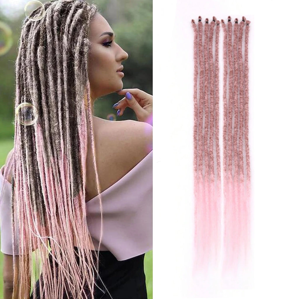 Synthetic Dreadlock Extensions 24 Inch 5 Strands/Pack Single Ended Thin Colorful Crochet Soft Hippe Handmade DreadLocs