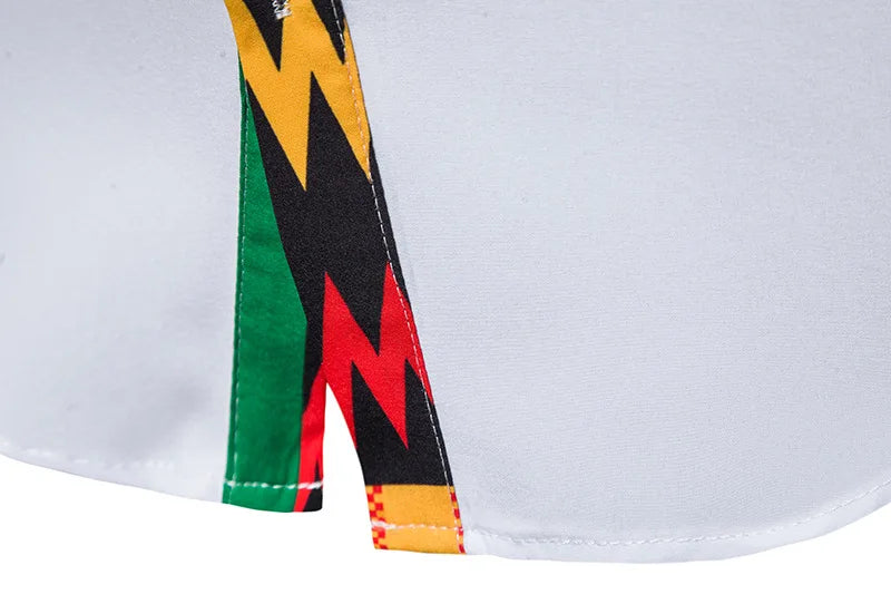 African Ankara Kente Print Shirt Short Sleeves Summer Men's Fashion Patchwork Button Up Traditional Dashiki Casual Tops