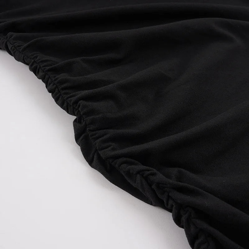 Fashionable Deep V-Neck Lace Panel Slim Fit Sexy Pleated Short Skirt Dress High Waist Milk Fiber Long Sleeve for Neutral Use