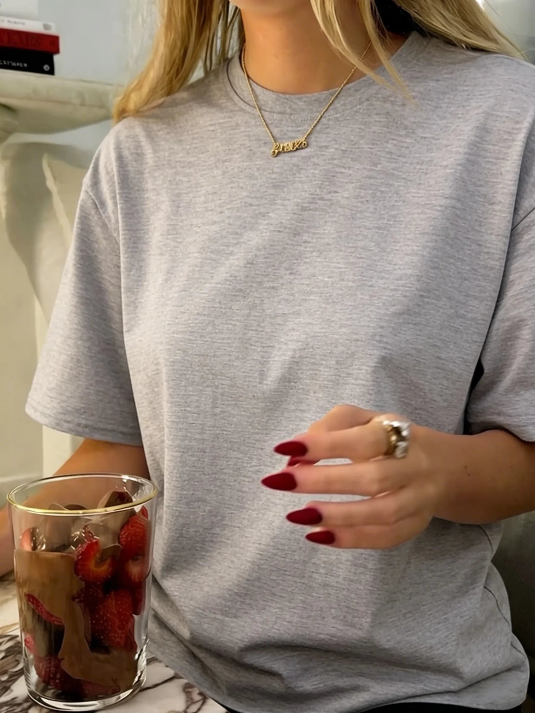 Daily Office T Shirt Woman Soft O-Neck T-Shirt Casual Y2K Clothes Comfortable Hip Hop Short Sleeve Korean All-Match Streetwear