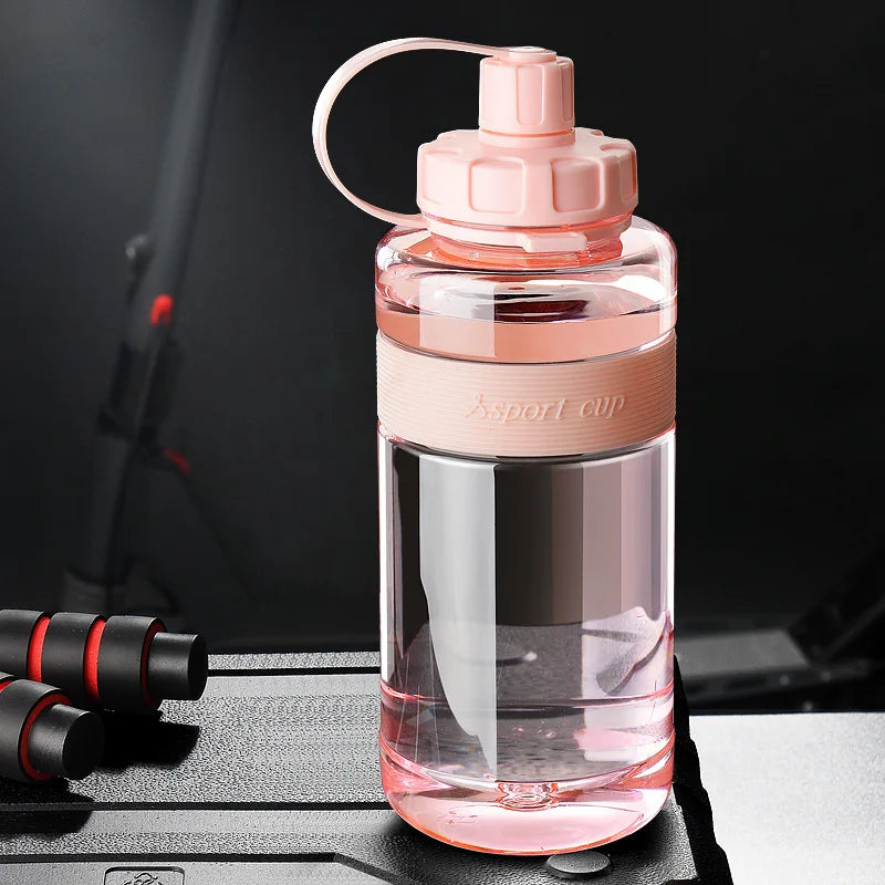 Large-capacity water cup heat-resistant with straw summer outdoor portable sports water bottle fall-proof