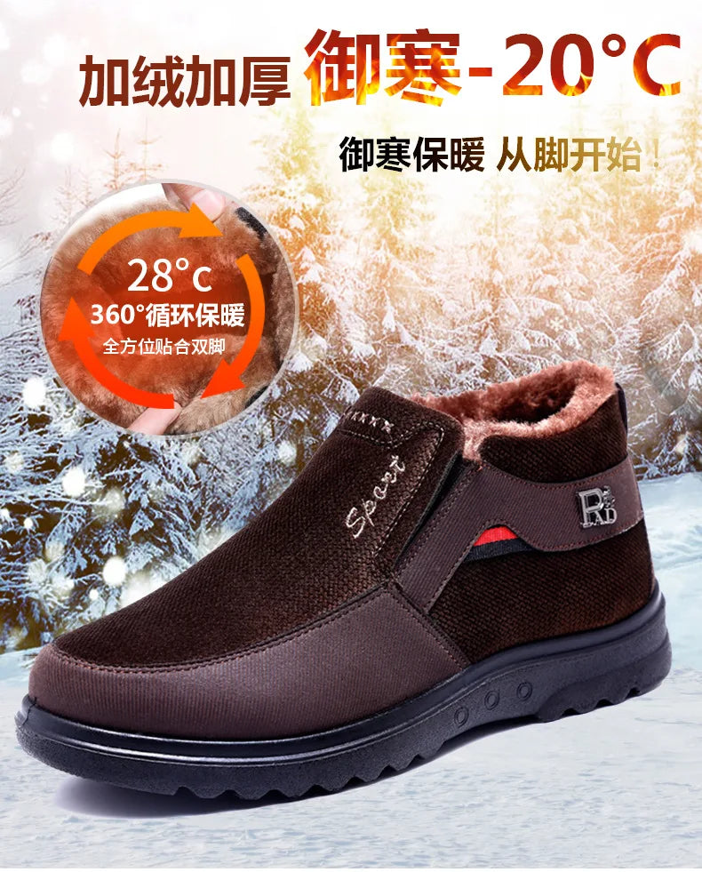 Winter Men Boots Waterproof Snow Boots Warm Fur Casual Men Shoes Antislip Ankel Boots Plush Cotton Shoes 2024