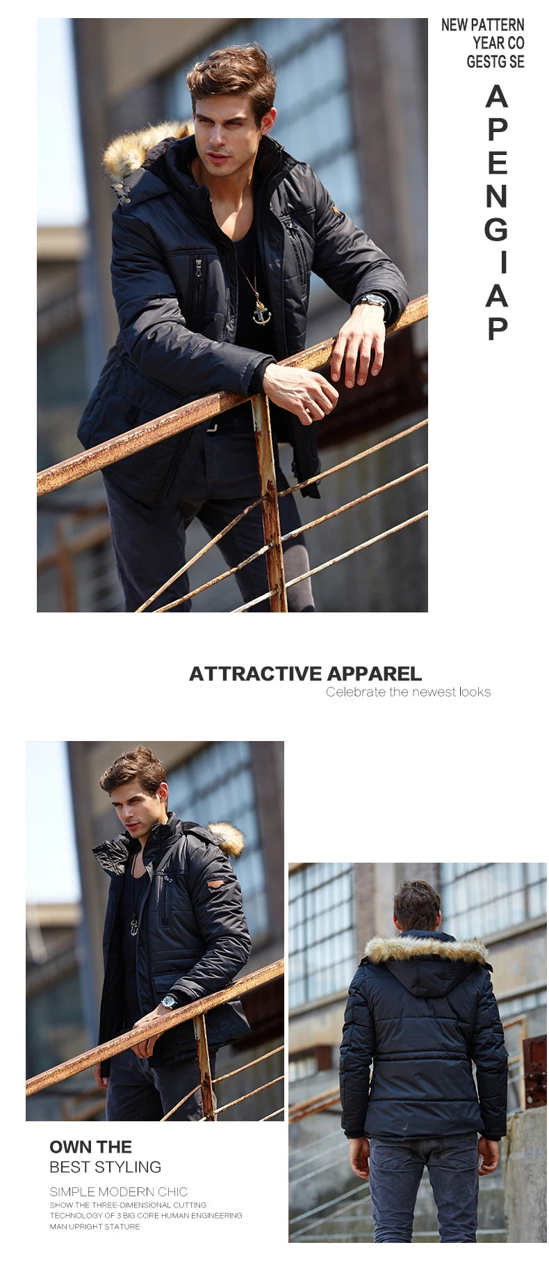 Solid Parkas Male Coat Large Size Clothing Parka Outdoor Men's Winter Jacket Plus Velvet Thick Warm Multi Pocket Jackets