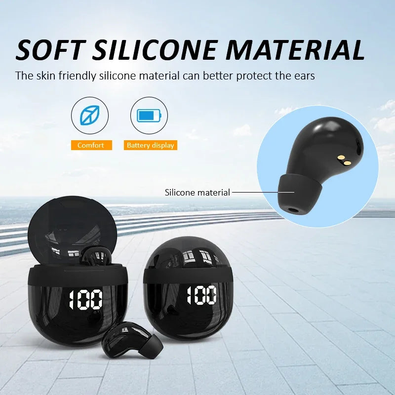 Wireless In-ear Headphones Bluetooth 5.4 Earphone Control Sport Headset Waterproof Microphone Music for Tumbler Design Mini Tiny