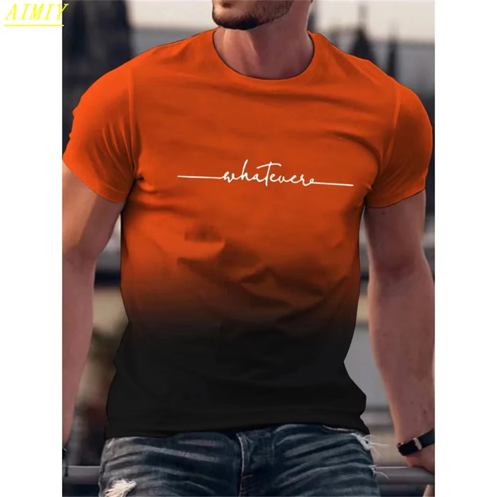 Casual Men's T-Shirts Spring Clothing Ombre Shirts Oversized Short Sleeve Tops Boys Tees Oversized Vintage T-Shirts For Mens