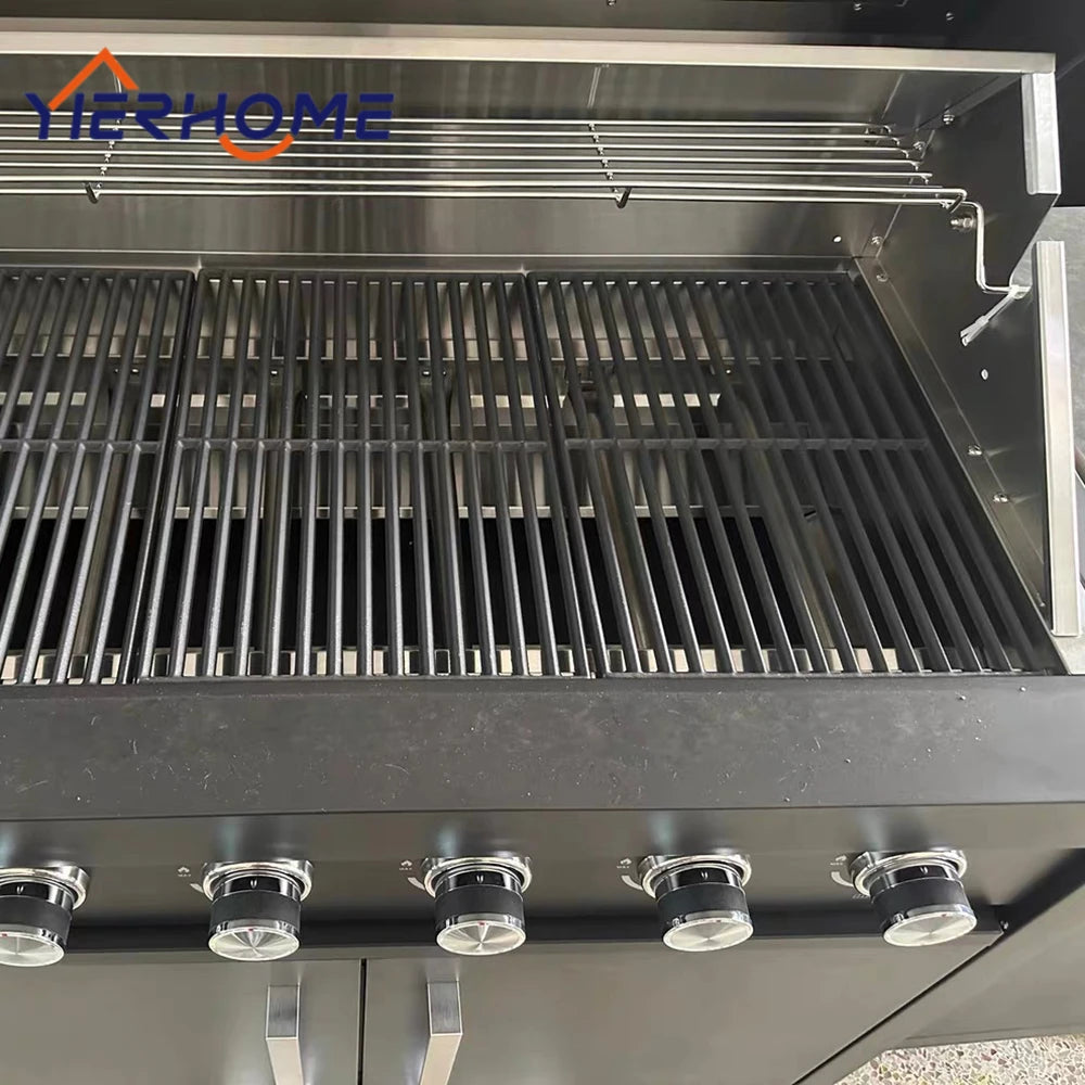 Custom 304 Stainless Steel Outdoor Kitchen Island Modular Patio Outdoor Cooking Grill Cabinet with Sink for Courtyard & Terrace