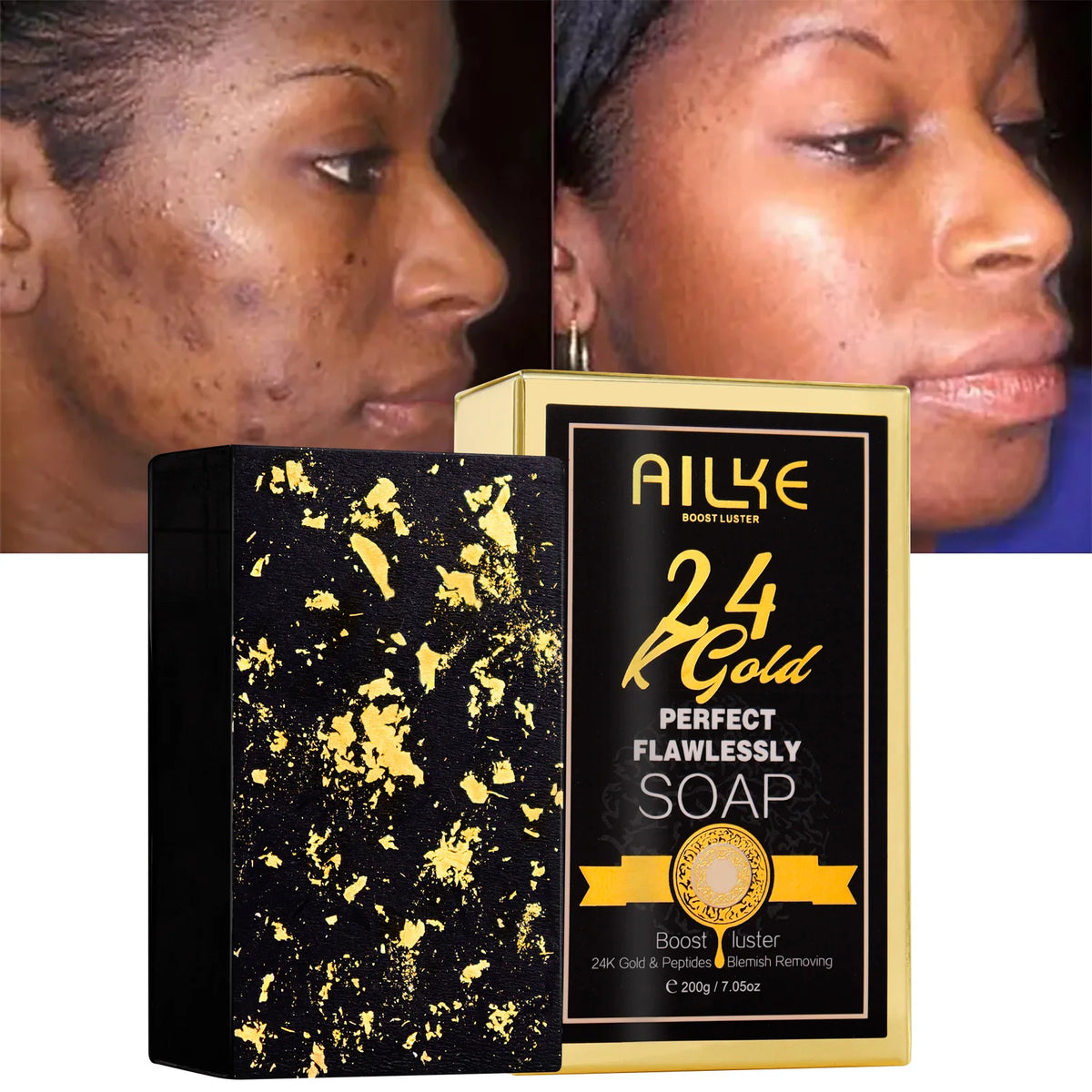 AILKE 24k Gold Flawlessly Whitening Skin Care Set For All Skin Type, Moisturizer, Reduce Black Spots, Smoothing, Brightening