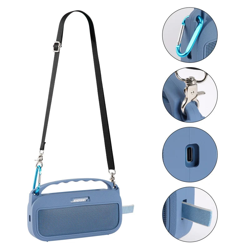 ZOPRORE Silicone Cover Case for Bose SoundLink Flex (2nd Gen) Speaker, Travel Protective Cover with Shoulder Strap and Carabiner