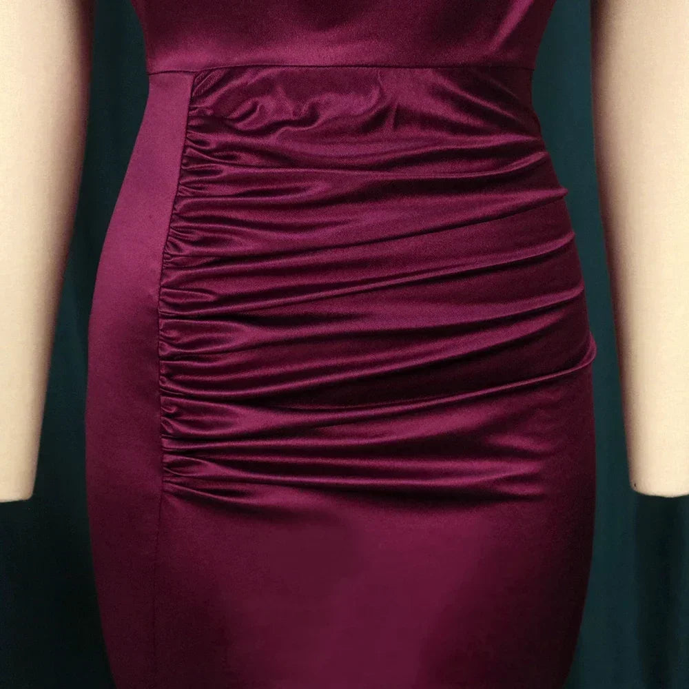 Customized Customized European and American Women's New Colored Satin Zipper Split High Grade Dress Long Floor Length Dress