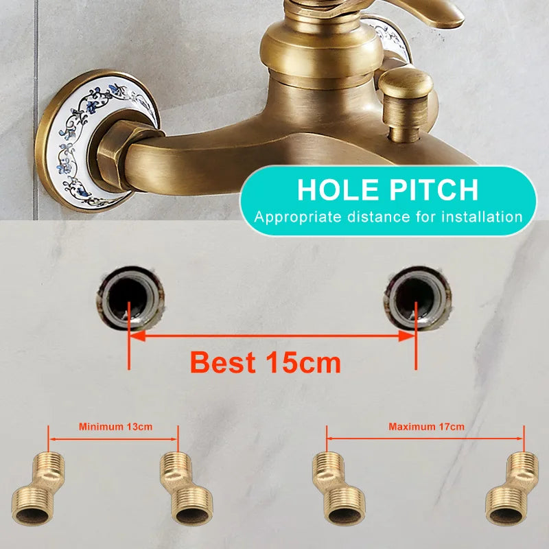 MOLI Wall mounted antique brass bronze brushed bathtub faucet with hand shower bathroom shower faucets torneiras 8306