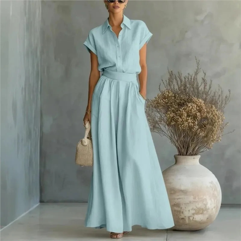 2026 New Summer Women's Pants Set Solid Color Slimming Style Elegant Fashionable Comfortable Simple Retro And Commuter Pants Set