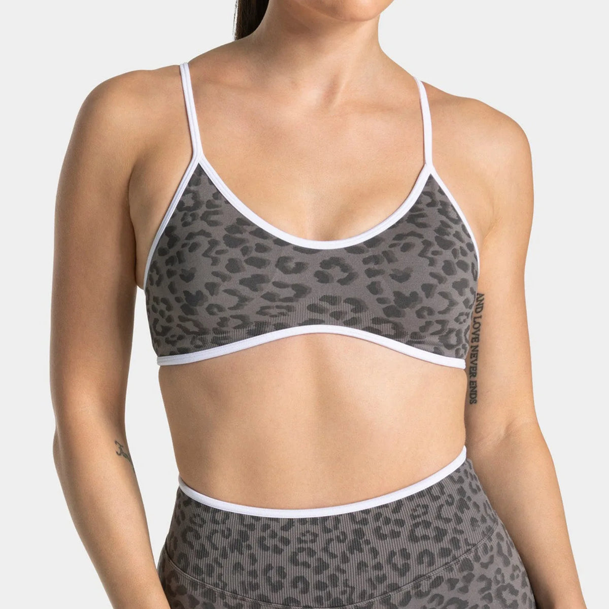 NO LOGO Women leopard print yoga fitness suit, contrasting edge sports bra high waisted leggings running cycling headband
