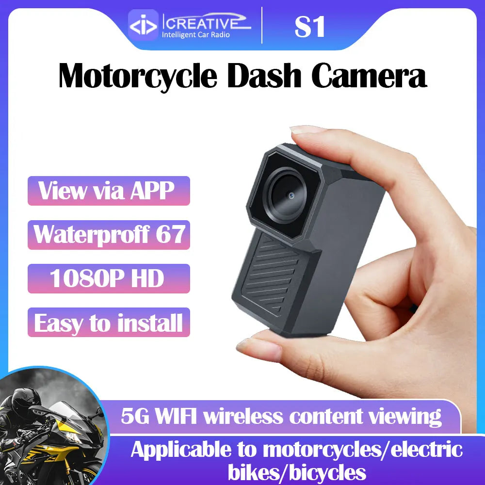 Dual 1080P UHD Wireless Motorcycle DVR Full Body 30FPS Waterproof Moto Dash Wifi GPS Cam Front Rear 150° Driving Video Recorder