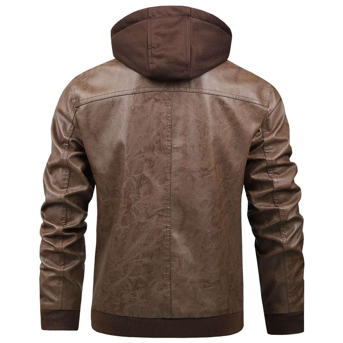 Men Detachable Hood Motorcycle Leather Jackets Quality Male Streetwear Casual PU Leather Coats Two in One Jacket