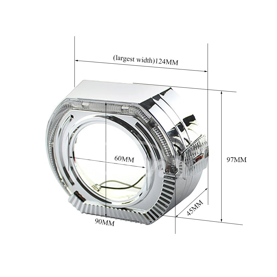 RONAN 2.5 inch LED Angel Eyes DRL Turn Signal Sliver Masks Shrods Covers Fitment 2.5 inch Projector Lens for Jetta BMS
