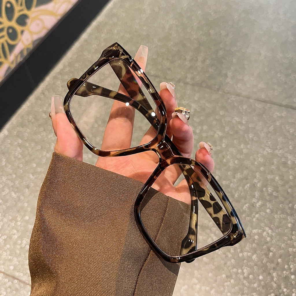 1Pc Large Frame Maillard Color Glasses, Simple Stylish, Exaggerated and Versatile Glasses, Comfortable to Wear, Light Texture