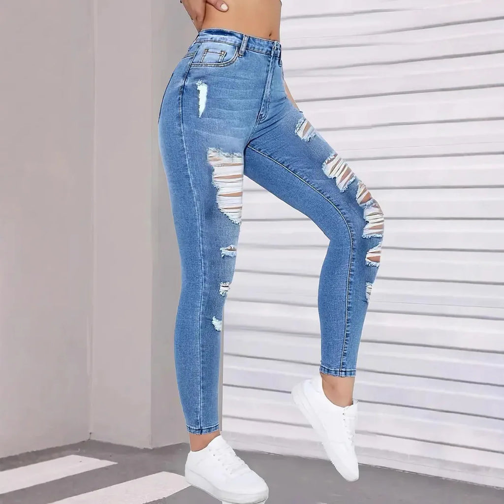 Spring Autumn Ripped Jeans Women 2026 Fashion Streetwear High Waist Y2k Denim Tears Pants Elegant