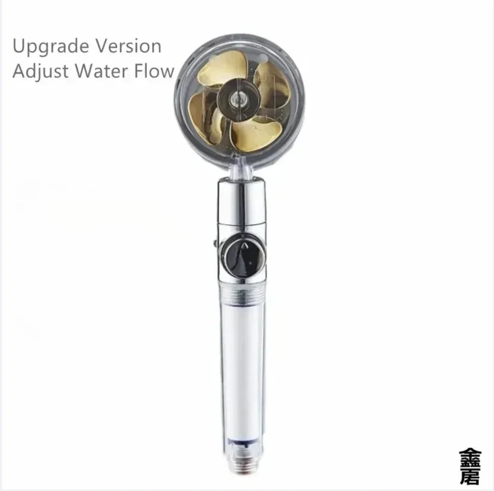 Pressurized Shower Head Water Saving 360 Rotating Twin Turbo Pressurized Propeller Fan Shower Head Bathroom Accessories