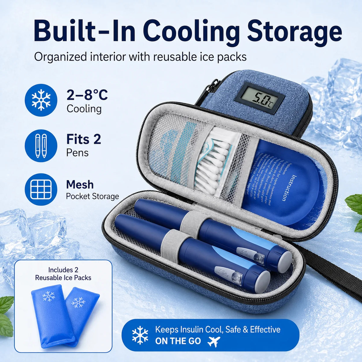 Portable Waterproof Diabetic Insulin Cooling Bag Carry-on Protector Pill Refrigerated Ice Pack Drug Freezer for Diabetes Medicla