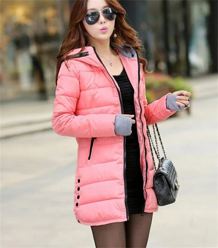 Fashion Casual Women Waterproof Down Cotton Jacket Autumn Winter Long Parkas Overcoat Warm Thick Lady Hooded Padded Coat