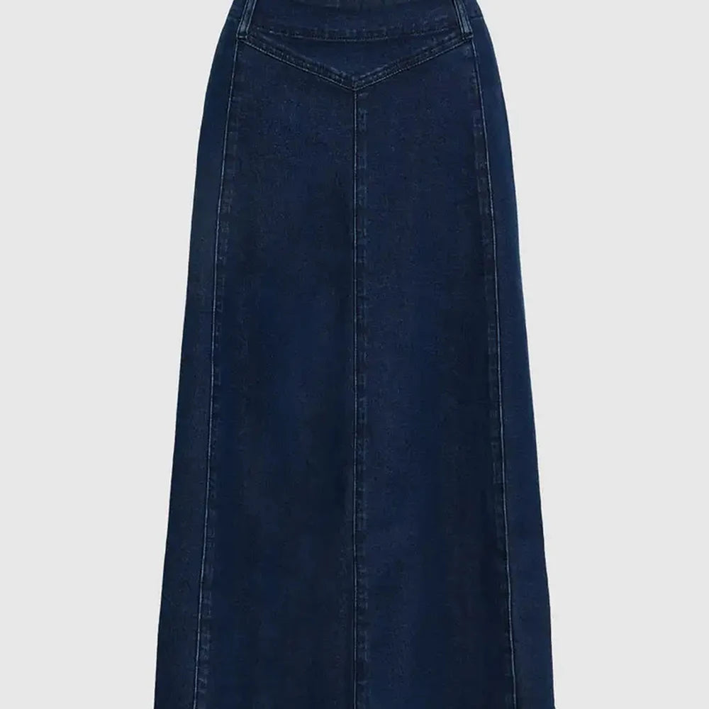 Denim Fabric Half Length Skirt Solid Color Clothes Simple Style  Casual Wear Stretch Fabric Dress A-Line Bottom Skirt