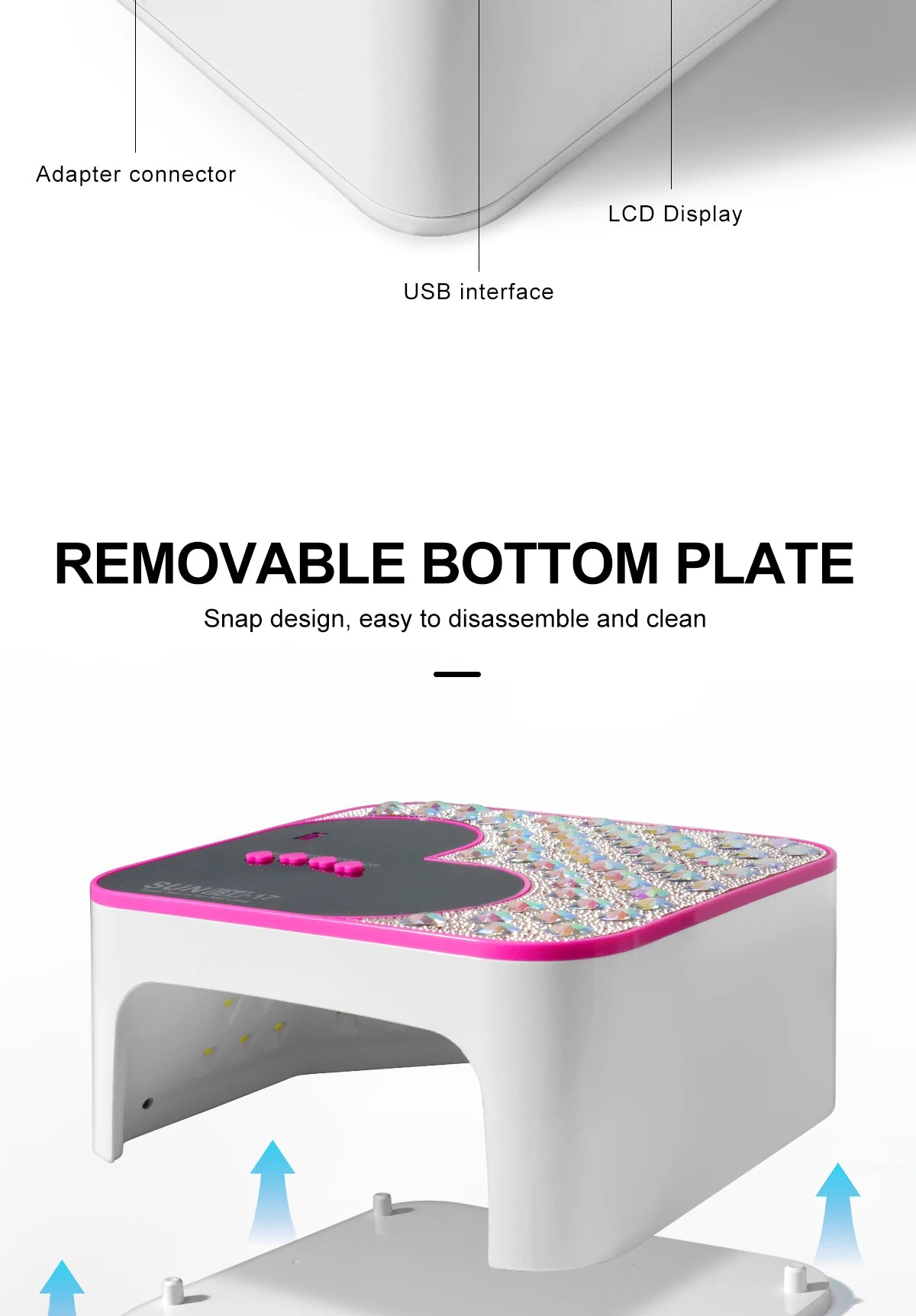 3D Diamond UV LED Nail Lamp For Fast Drying Gel Nail Phototherapy Heart Shape Machine 45 LEDs Manicure Salon Tool Equipment