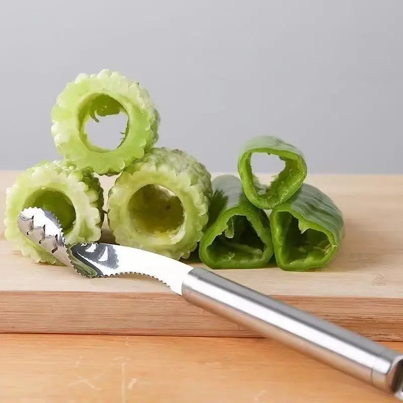 1/2PCS Vegetable Fruit Coring Tool Pepper Tomato Slicer Edge Rotating Cutter Corers Seed Remover Stainless Steel Kitchen Gadgets