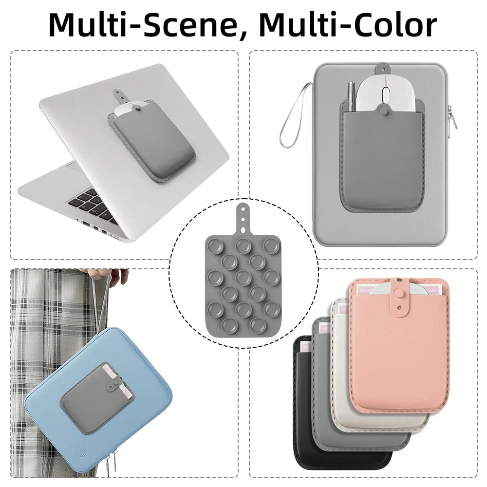 Adsorption Back Storage Bag For iPad Laptop Smooth Surface Reusable Cable/Mouse/Powerbank Pouch Elastic Tablet Accessories