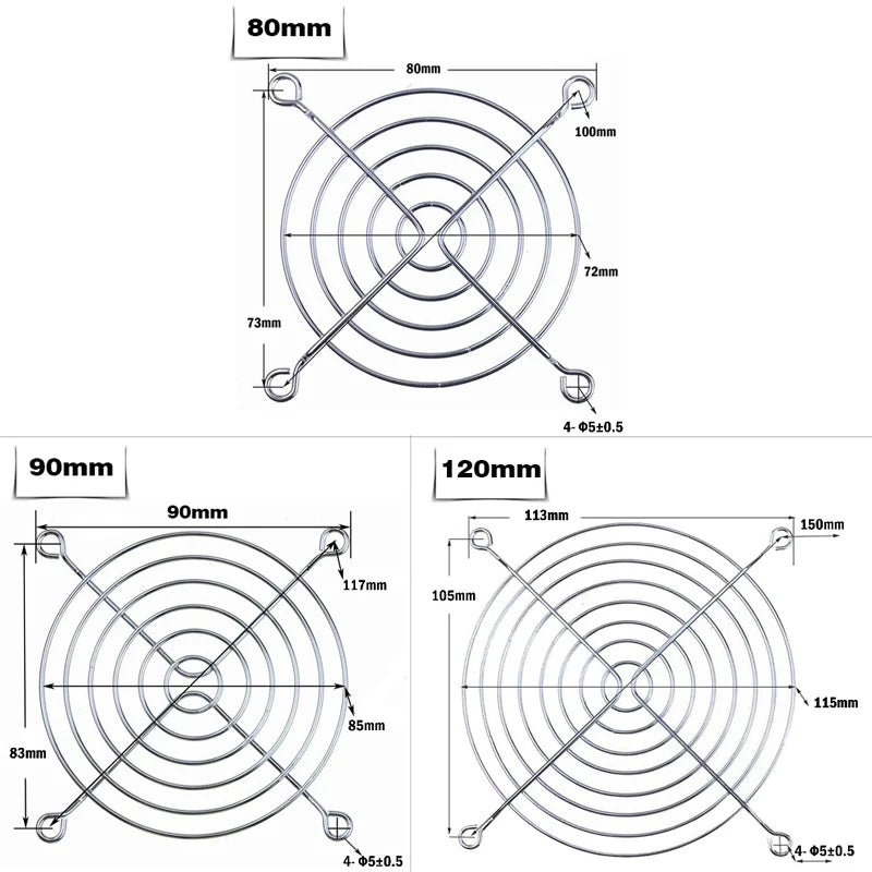 120mm X 120mm 90mm X 90mm 80mm X 80mm Metal Fan Guard With Screw For Computer Case Fans