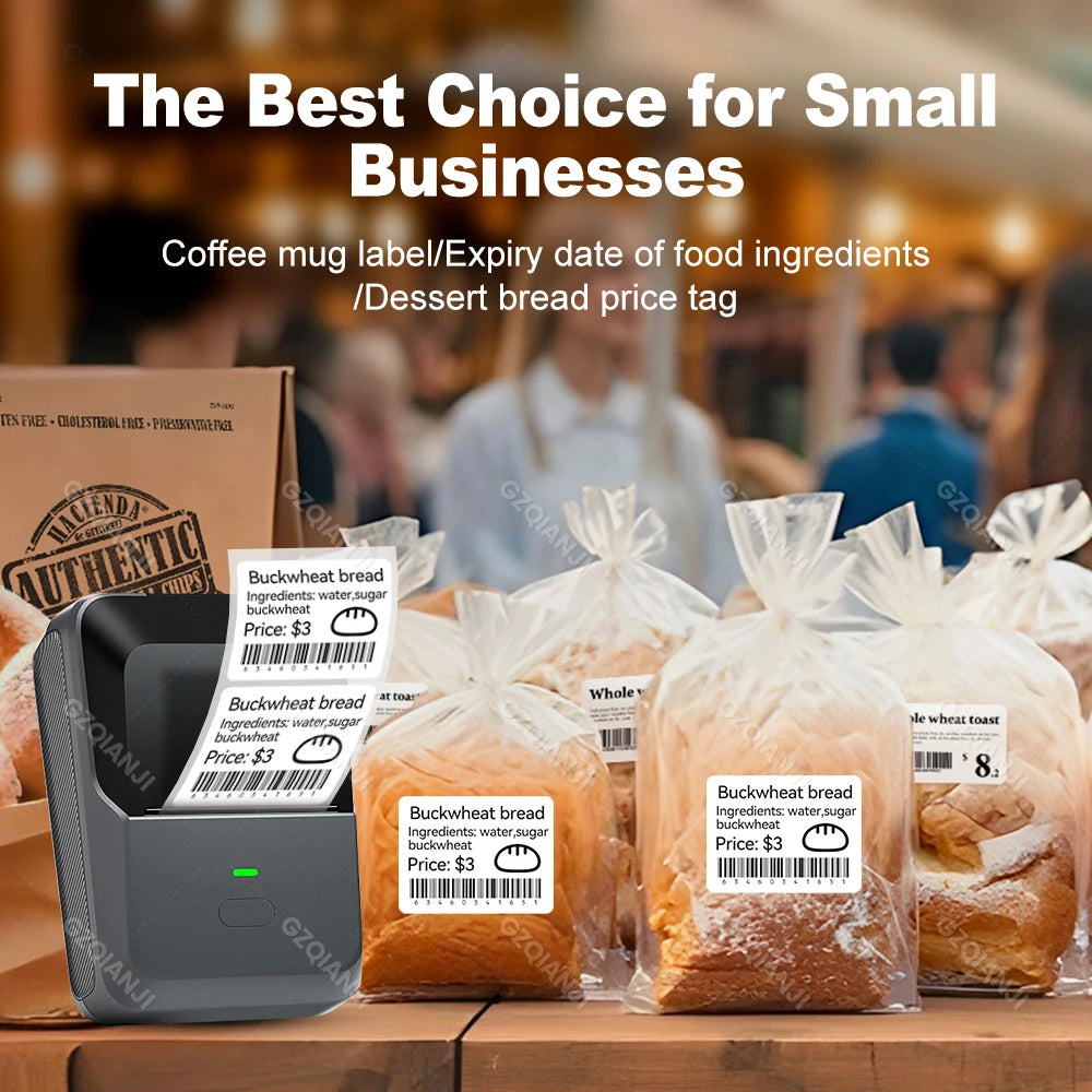 P2 Mini Thermal Label Printer Self-adhesive Food Stickers Bluetooth Maker Pocket Name Price Barcode Business Labeling Machine