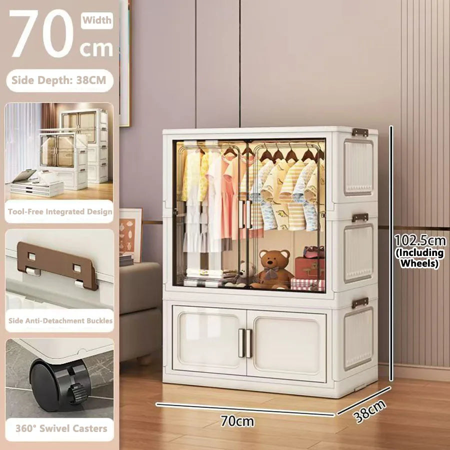 Folding Storage Cabinet Wall Mounted Foldable Locker Compact Organizer for Home Office Space Saving Design