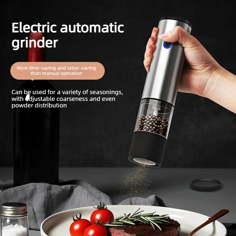 Rechargeable Automatic Salt Pepper Grinder Set Electric Grinding Mill with External Coarseness Adjustment Home Kitchen Gadgets