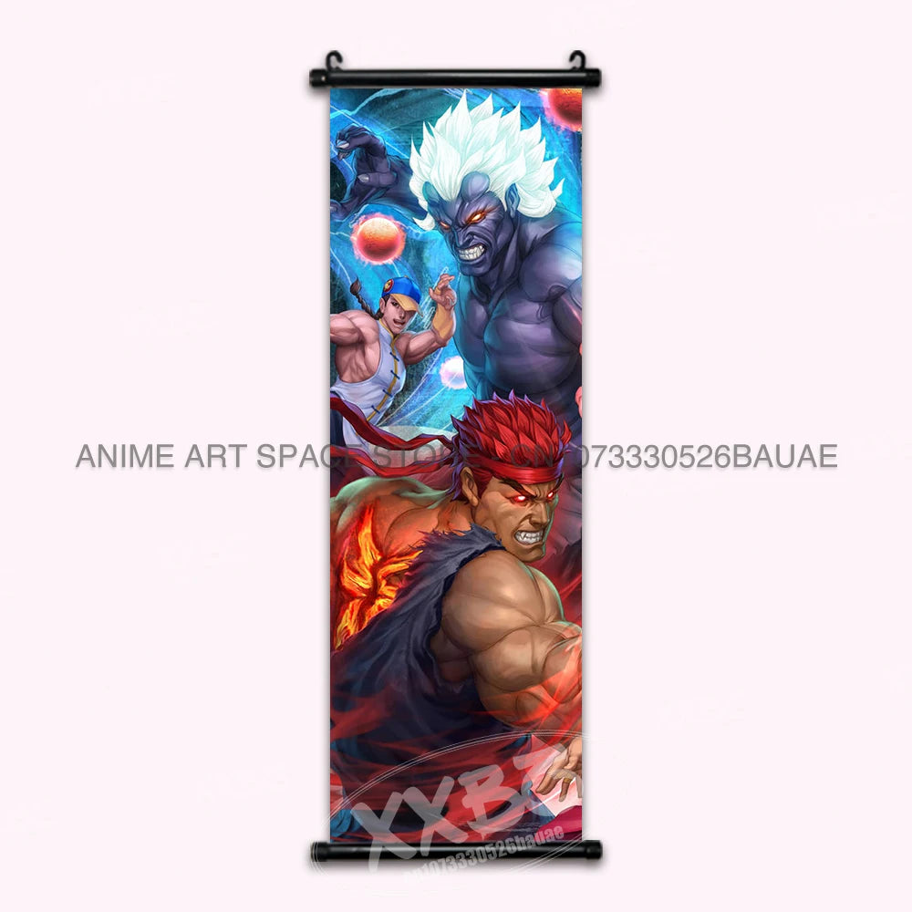 Street Fighter Hanging Painting Fighting Game Wall Artwork Gouken Scrolls Picture Sakura Kasugano Print Canvas Poster Home Decor