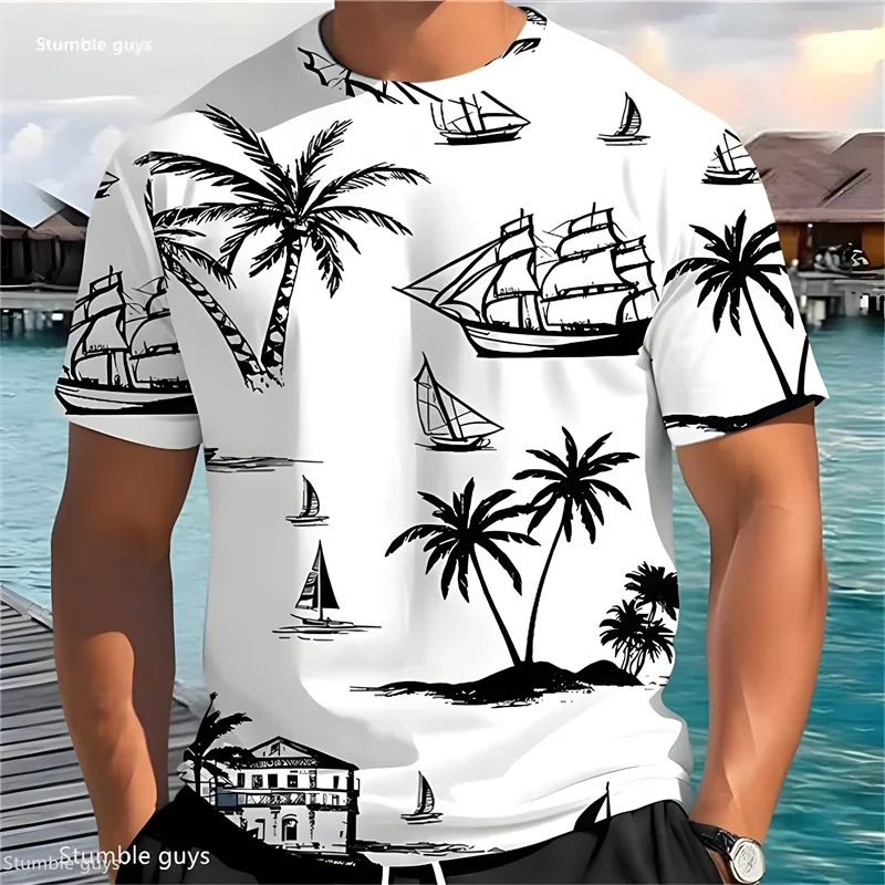 Summer Men's Large Size Streetwear T-Shirt Anime Graphic Loose Short Sleeve Breathable Lightweight Oversized Tops