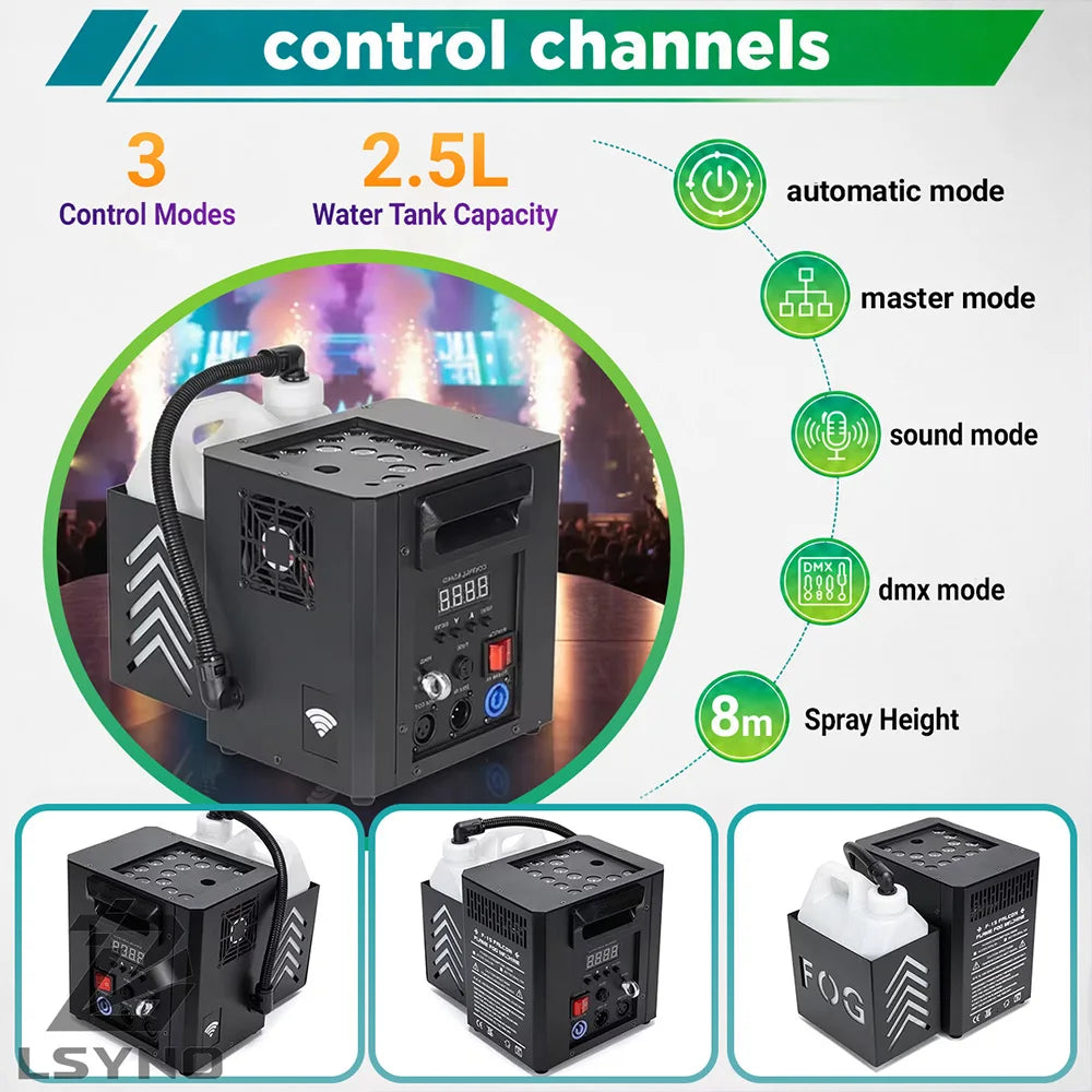 2000W Smoke Machine Remote Control Stage Effect 15LED Fog Machine RGB DJ Equipment For Wedding Party Disco Club