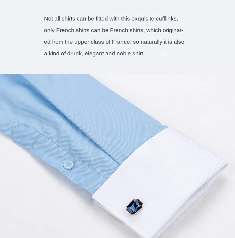 2026 Men's Long-sleeved Shirt High-grade Niche Chic Double Folded Sleeve Windsor Collar Dress Random SelectionFrench Cufflif